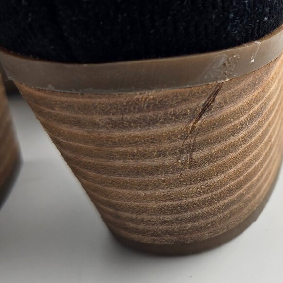 Lucky Brand Baxley Black Suede Bootie Sandals | Size 7M Peep Toe Ankle Strap - Picture 5 of 13